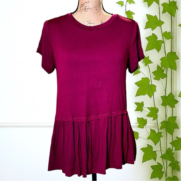 no comment NY•LA Tops - NYLA Women's Rayon Spandex Peplum Magenta Blouse, Size M